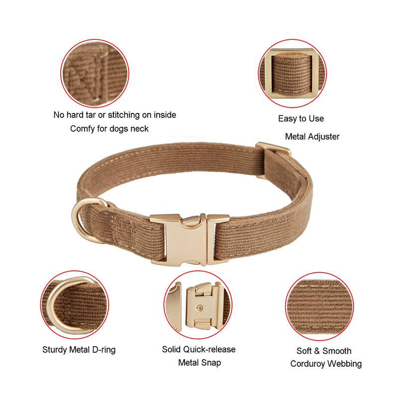 YUDOTE Ultra Soft Dog Collar Natural Cotton Cord for Small Dogs with Sensitive Skin, Brown S (Pack of 1) Brown - BeesActive Australia