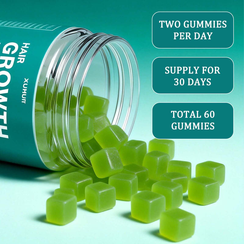 Hair Revive Gummies with Sea Moss & Pearl Powder - Supports Hair Growth, Skin Glow & Nail Strength for Women & Men - with Vitamins C, E & Aloe Vera, 60 Count (1) 1