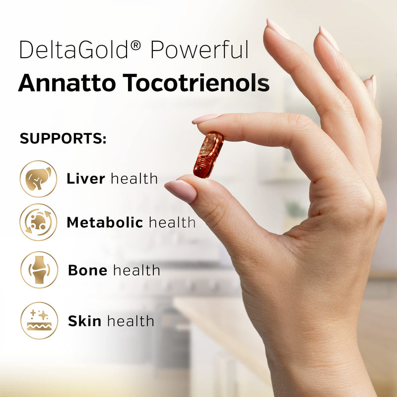 Sunergetic Premium Annatto Tocotrienol Supplement – with DeltaGold – Tocotrienols Vitamin E 300 mg – Supports Liver, Immune & Heart Health - Delta + Gamma Tocotrienols (60 Liquid Capsules) 60 Count (Pack of 1) - BeesActive Australia