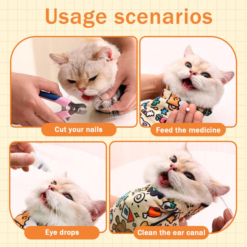 Cat Grooming Wrap, Velcro Fabric for Cat Nail Trimming Restraint, Multi-Purpose Cat Wrap with Cat Nail Clippers and Nail File, Cat Restraint Calming Wrap for Nail Clipping XL XL(Within 22 Pound) - BeesActive Australia