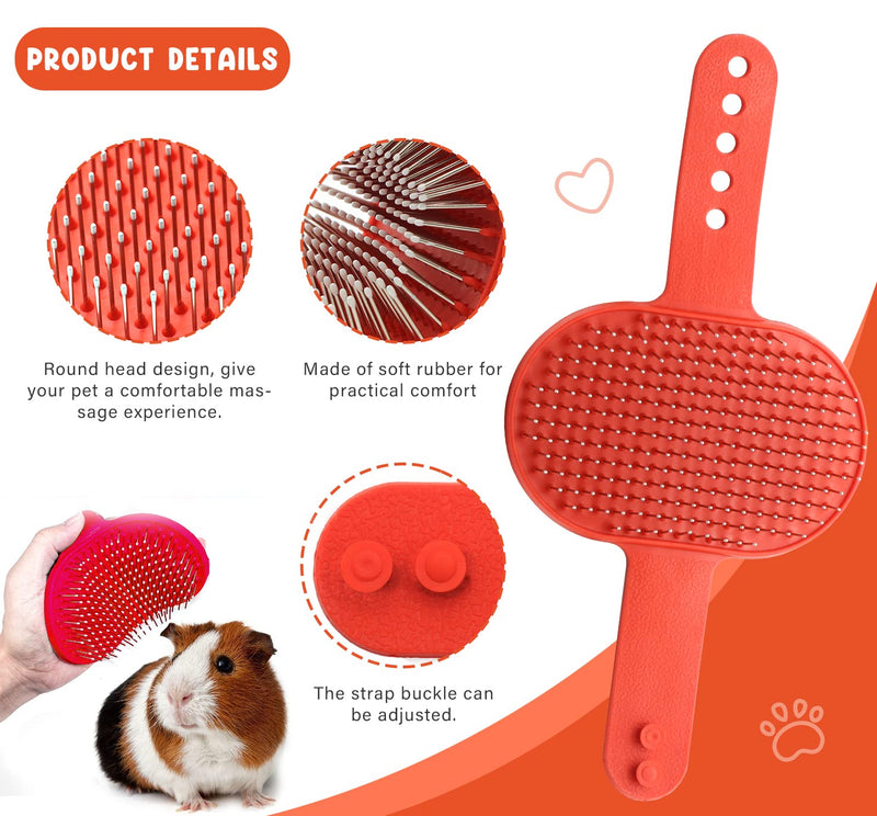 Crafterlife Rabbit Grooming Kit with Pet Loss Slicker Brush Nail Clippers Pet Massage Bath Glove Flea Comb for Rabbits Puppies Kittens Guinea Pigs Ferrets Small Animals (Red, Pink) - BeesActive Australia