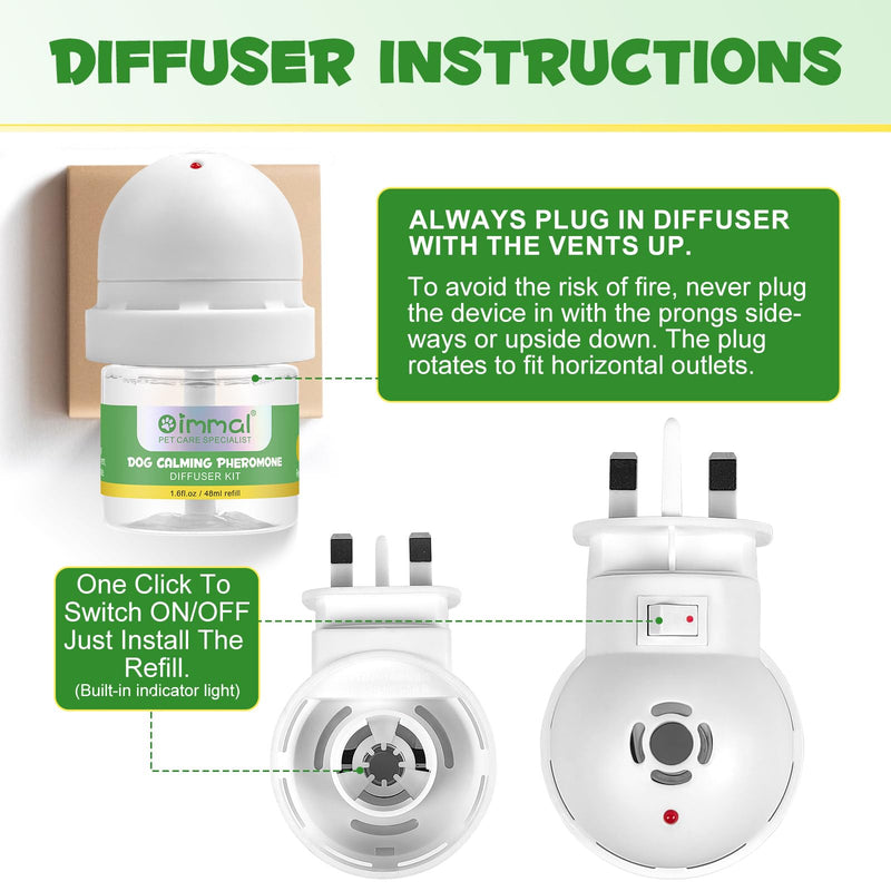 Dog Calming Pheromones Diffuser Kit, Dog & Cat Anxiety Relief Diffuser | 2 In 1 UK Plug-In Refillable 30 Days Diffuser + Refill 48ml, Comfort, Calming And Relax Anxious, Anti-Stress Behavioural Issues