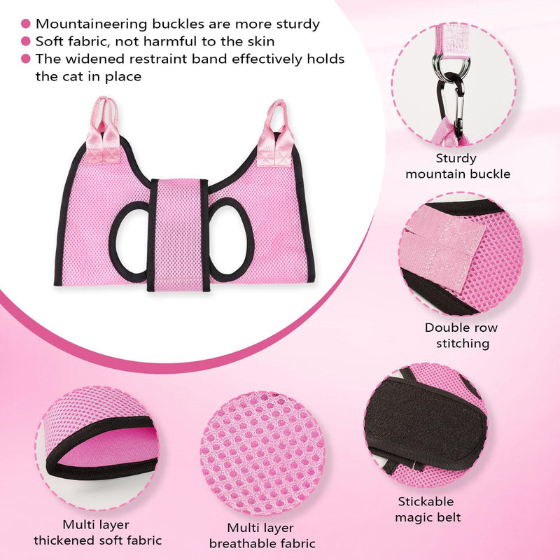 Dog Grooming Hammock, Cat/Small Dog Hammock for Nail Trim, Hanging Harness for Claw Care,Grooming Sling Holder Hanger with Thick Fabric Neck Support Wide Strap Restraint(Pink,xs) Pink - BeesActive Australia