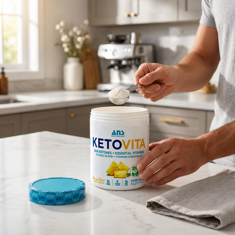 ANS Performance Ketovita BHB Ketones + Essential Daily Vitamins, 232g (30) Servings (Pineapple Punch)