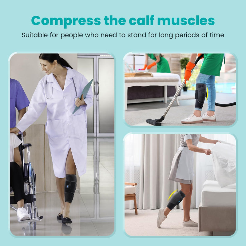 Calf Brace Compression Sleeve for Torn Calf Muscle fit Men & Women, Innovative 2 Layer Elastic Bandage for Legs adds Extra Pressure for Strain, Swelling, Cramps, Varicose Vein -S/M Black S/M