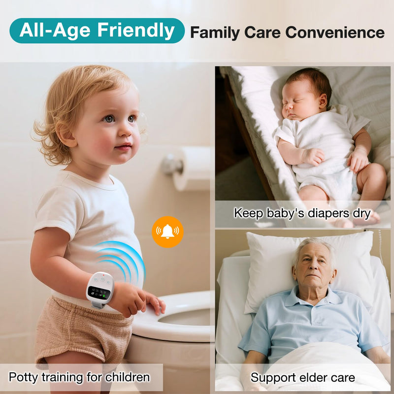 Wireless Bedwetting Alarm for Boys and Girls, Rechargeable Enuresis Alarm with 3 Modes & Timer, Waterproof & Reusable Sensor, Highly Sensitive Bed Wetting Solutions for Elderly, Kids, Grey