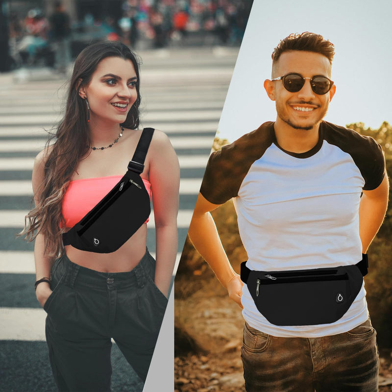 Fanny Pack for Women Men,Crossbody Fanny Pack Water Resistant Sports Waist Bag Pack, Belt Bag for Travel Hiking Running 2pack-black/orange