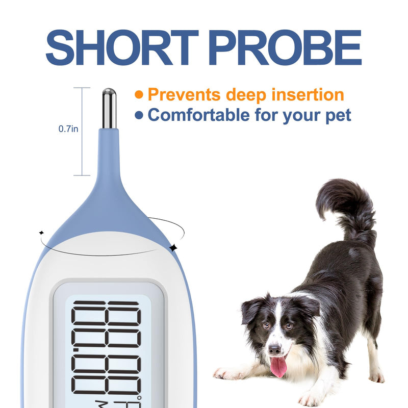 Pet Thermometer, Friendly Short Probe,Comfort Flexible,10-Sec Reading, Rectal Thermometer for Dogs Cats,30 Probe Covers Include - BeesActive Australia