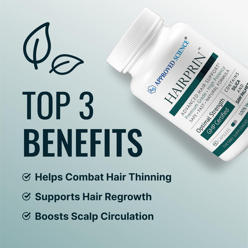 Approved Science Hairprin - Promote Hair Regrowth and Help Boost Scalp Circulation - 60 Vegan Friendly Capsules - 1 Bottle Supply 60 Count (Pack of 1)