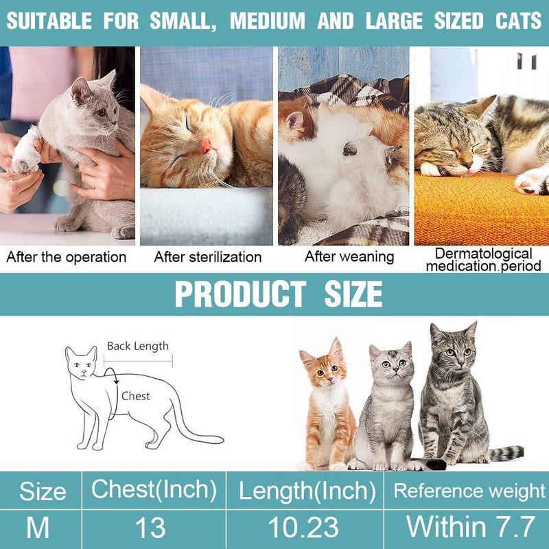 KSUKTSW Cat Bodysuit After Surgery Castration Cat Body Recovery Suit Cat Clothing Neck Brace Alternatives Cat Bodysuit for Cats Surgery Anti-Licking After Surgery Wear (M) - BeesActive Australia
