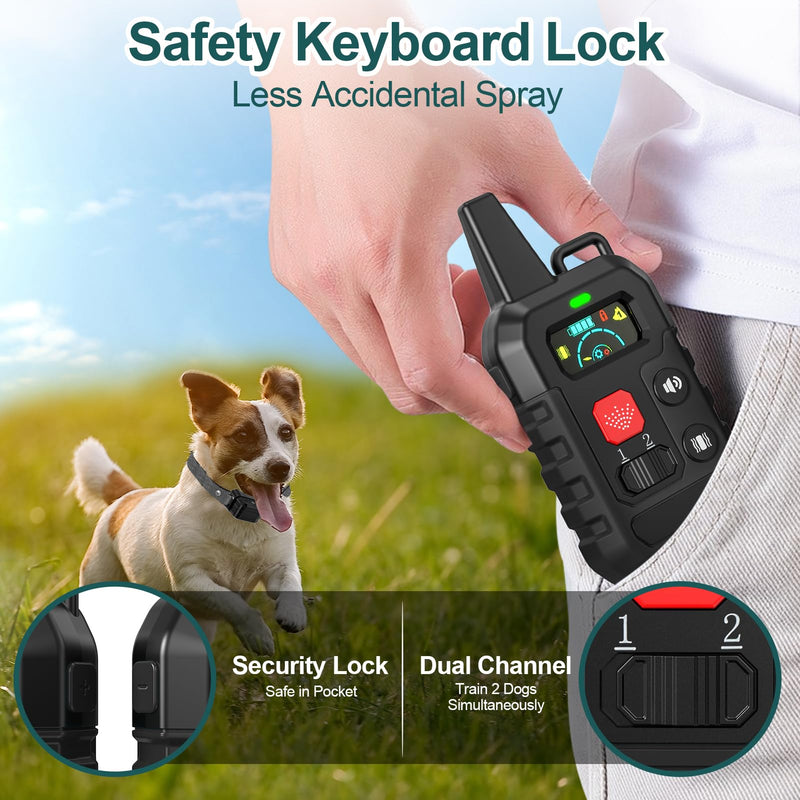 Citronella Training Collar, Dog Bark Training Collar [No Citronella Refill] Spray Dog Training Collar for L/M/S Dogs Dog Bark Collar with Beep/Vibration/Spray Mode & 6 Adjustable Sensitivities Black - BeesActive Australia
