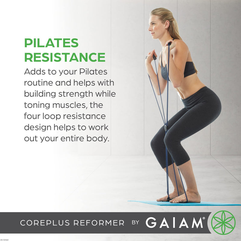 Gaiam Pilates Coreplus Reformer Resistance Band Kit - Home Fitness Equipment for Total Body Workout - Helps to Target Muscles, Tone, and Build Resistance - Comfort Grips (Includes Digital Workout) 1 EA