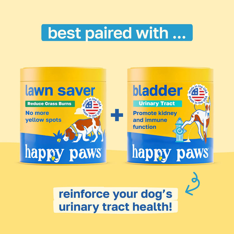 Happy Paws Lawn Saver Supplement, Dog Probiotics to Help Grass Stay Green & Prevent Lawn Burn, Digestive Health Support with Antioxidants & Fiber, Vegan Chicken Flavor, Non GMO, 100 Soft Chews 100 Count