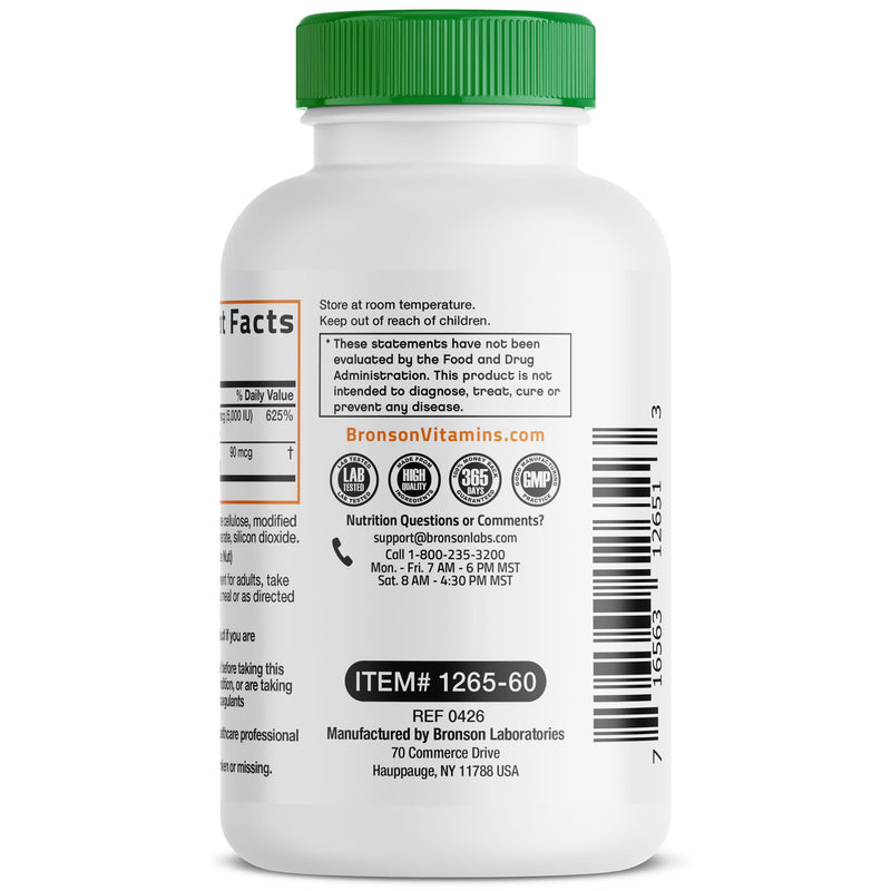 Bronson Vitamin K2+D3 Vegan 2 in 1 Support Vitamin K2 As MK-7, 60 Capsules | Vegan 2-in-1 Immune, Bone & Heart Health Support Formula, Gluten Free, Non GMO 60 Count (Pack of 1)