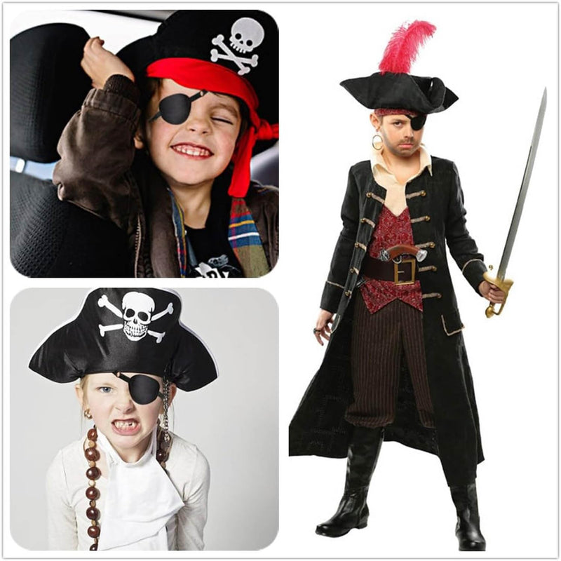 2 Pcs Eye Patch for Adults Kids,3D Adjustable Eye Patches for Amblyopia Lazy Pirate Costume(Black) - BeesActive Australia