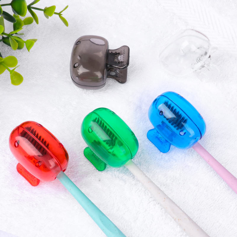 6 Pack Toothbrush Covers Portable Toothbrush Protector Coverings Clips Toothbrush Storage Head Cover Cap for Kids Bathroom Home Travel Toothbrush Case Blue, Red, Gray, Green, Clear - BeesActive Australia