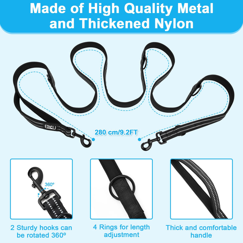 ETACCU Hands Free Dog Leash, Multifunctional Crossbody Dog Leash with Adjustable Length 6-9FT, Tangle Free Reflective Waist Leashs for Medium and Large Dogs - BeesActive Australia