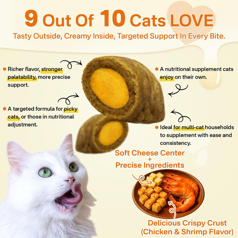 Puyrzoe Flea & Tick Support + Probiotics + Skin & Coat Chews for Cats – Flea Support, Gut Health & Coat Shine – 500 + 500 Chews with Omega-3-6-9, Vitamins & 6-Strain Probiotics, Chicken Flavor