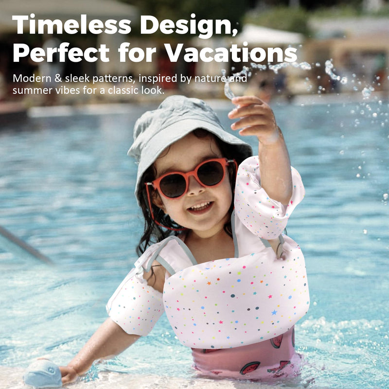 Vvinca Toddler Swim Vest for 22-66 Lbs (2-6 Years) - 3-in-1 Kids Pool Floaties with Removable Arm Bands and Back Float, Adjustable Safety Swim Jacket for Boys and Girls Learning to Swim D-Colorful Dots - BeesActive Australia