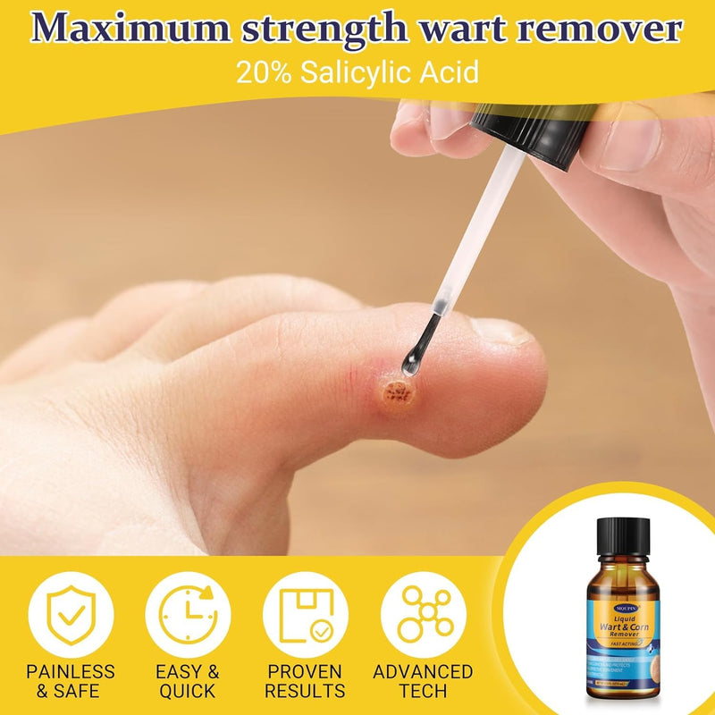 Wart & Corn Remover Liquid with Salicylic Acid, Fast Acting Wart Removal for Plantar Wart, Flat Wart, Common Wart, Corn, Callus