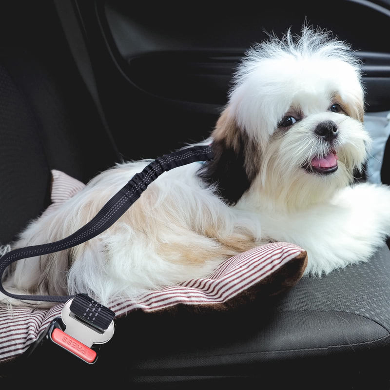 Dog Seat Belts for Car, Adjustable Nylon Restraint Car Seat Belt for Dog, Strong Dog Car Safety Harness with Elastic Bungee Buffer, 360 Degree Swivel Attach Won't Twist Black -1 Pack - BeesActive Australia