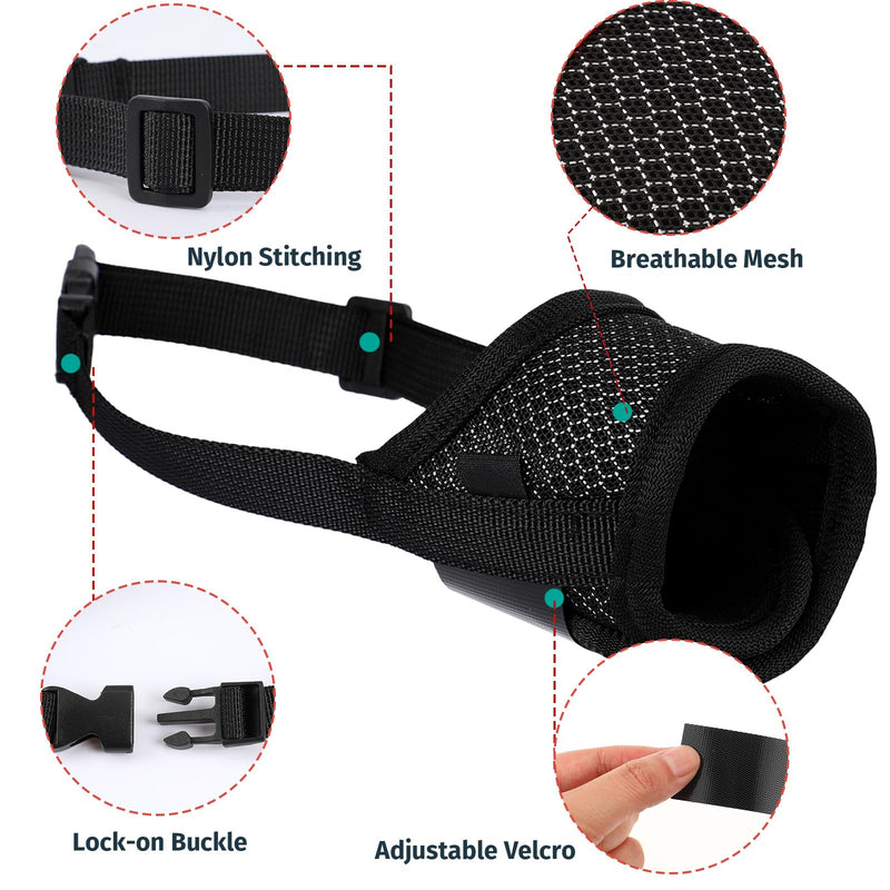 Dog Muzzle, Soft Mesh Muzzle Against Biting Barking Chewing Breathable Drinkable Adjustable Loop Pet Muzzle Dog Mouth Guard for Small Medium Dogs (Black) Black - BeesActive Australia