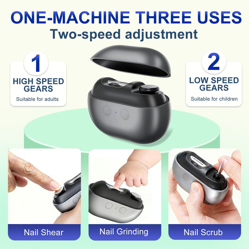 Easy Clip Nail Clippers Upgraded 3-in-1 Auto Electric Toenail Clipper for Seniors, Kids & Adults - Thick Nails, LED Light, Black - BeesActive Australia