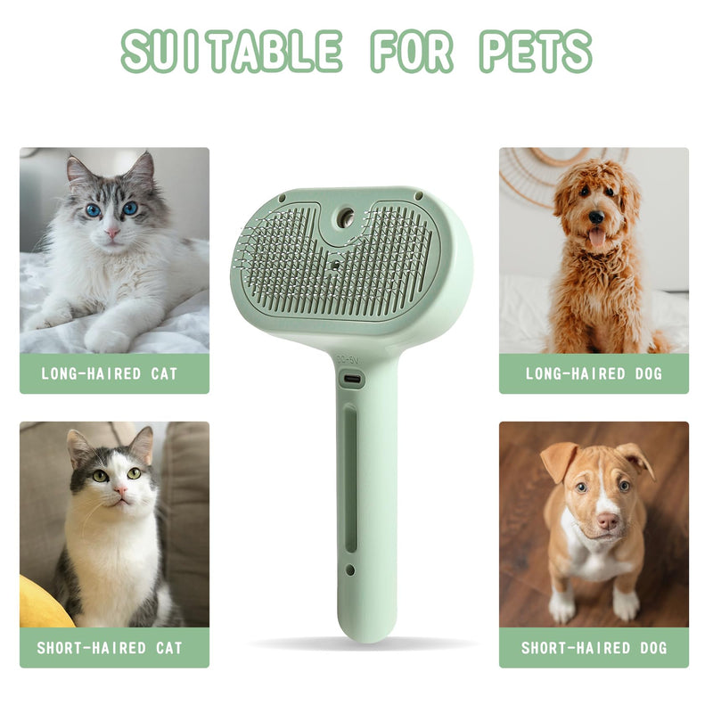 susu & wuwu Spray Cat Brush for Shedding - Water Brush for Cats and Dogs - Pet Hair Removal Comb with Water Tank and Release Button - Steamy Cat Brush - Pet Spray Hair Comb (Sky Blue) Sky Blue - BeesActive Australia