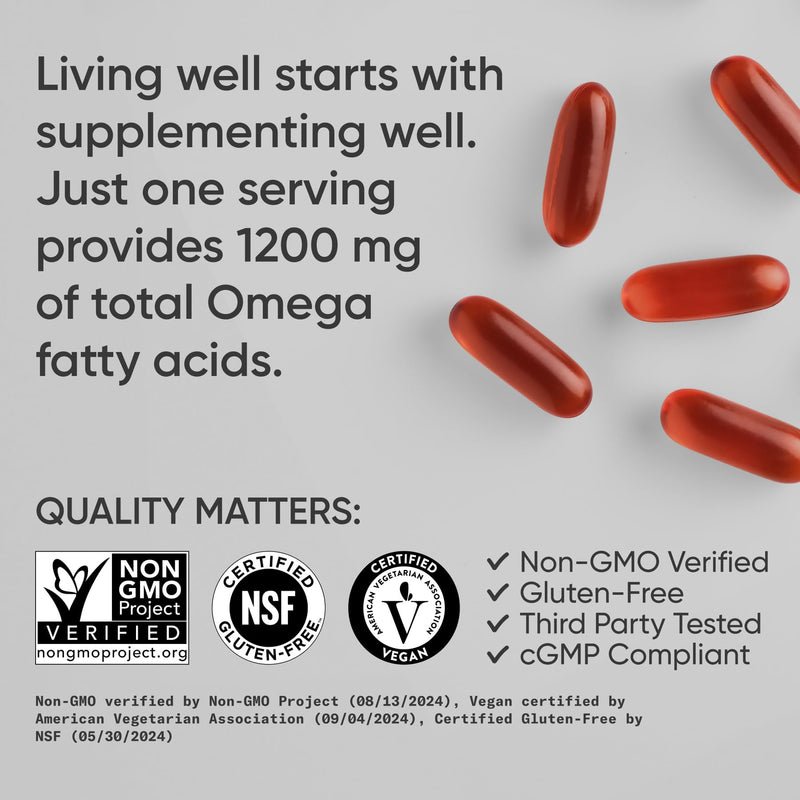 Sports Research® Vegan Omega 3·6·7·9 Complex 1635mg, 90 Count Plantgels™ | Sourced from Organic Flaxseed, Olive Oil, Sea Buckthorn, Pomegranate Seed, Sacha Inchi, Borage Oil