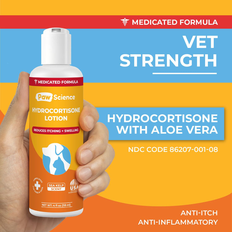 Paw Science Anti-Itch Hydrocortisone Moisturizing Lotion for Dogs & Cats – Hot Spot Treatment, Dog Itching Skin Relief, Itchy Hotspots Cream, Medicated Ointment for Irritation & Rash