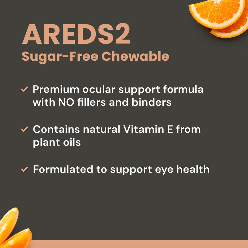 VisiVite AREDS 2 Sugar Free Eye Vitamins, 60 Chewable Tablets | Doctor Formulated Lutein and Zeaxanthin Supplements for Adults with Vitamin C, E, Zinc, Copper, Made in USA