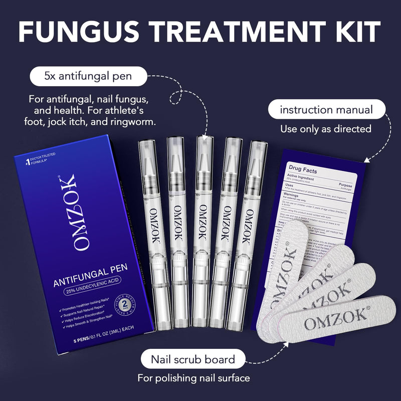 Toenail Fungus Pen - 25% Undecylenic Acid, Tea Tree Oil - Toenail Fungus Treatment Extra Strength for Toe Nail Repair Pen for Damaged Nails, Foot Fungal Nail Treatment for Fungi Funginail - 5pcs - BeesActive Australia