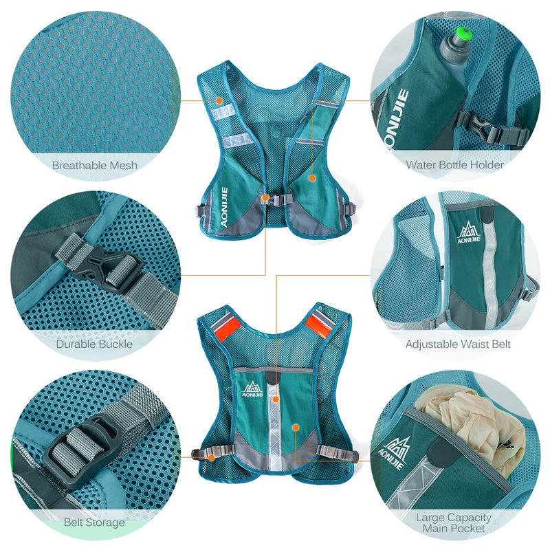 AONIJIE Marathon Running Vest Pack Water Hydration Backpack Outdoor Sport Bag Cycling Camping Climbing Rucksack Gray