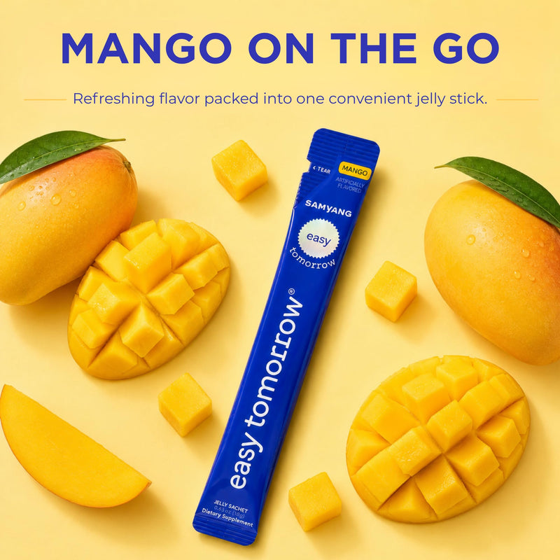 EASY TOMORROW - Natural Energy & Morning Vitality Jelly Stick - Daily Korean Skin Health Supplement & After Drinking Support with DHM & Glutathione - K-Beauty Inspired (Mango Flavor, 10 Sticks) Mango 0.06 Ounce (Pack of 10)