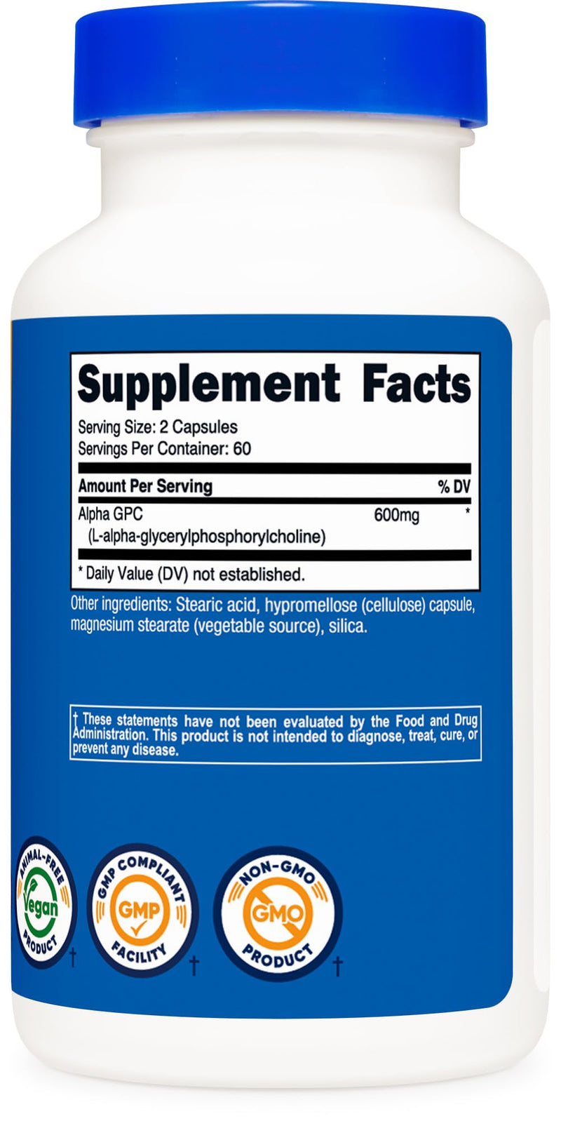 Nutricost Alpha GPC 600mg, 120 Vegetarian Capsules - Non-GMO and Gluten Free, 300mg Per Capsule (Pack of 2) 120 Count (Pack of 2)