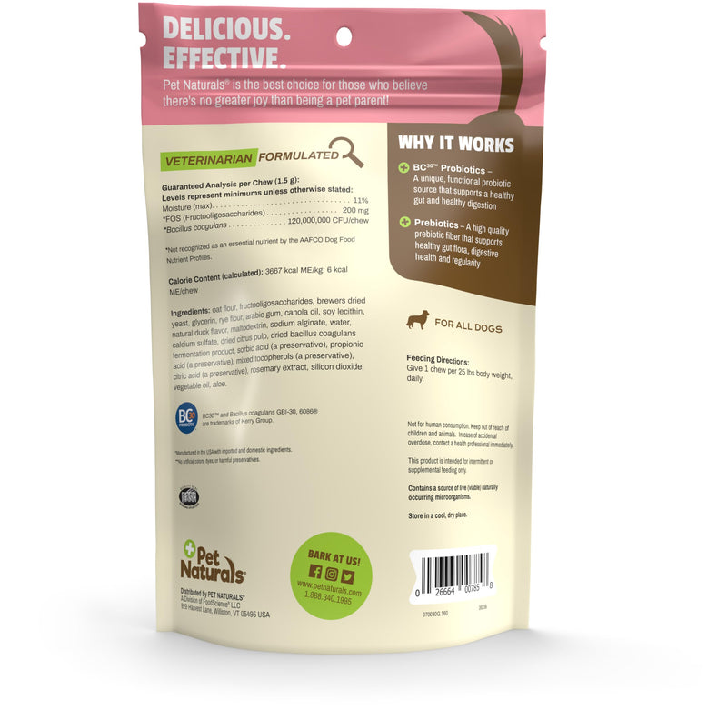 Pet Naturals Probiotics for Dogs – 320 Soft Chews, Digestive & Gut Health Dog Support with 120M CFUs + Prebiotics, Immune Support for Occasional Upset Dog Stomach, Duck Flavor, All Breeds