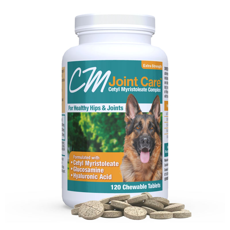 CM Joint Care for Dogs | Advanced Hip & Joint Support Supplement with Cetyl Myristoleate (Omega 5), Glucosamine & Hyaluronic Acid | Mobility & Comfort Support | 120 Tasty Chewable Tablets