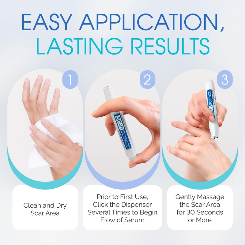 Silicone Scar Gel with Scar-Smoothing Tri-Roller Tip – Designed for Scar Massage – Medical-Grade Silicone for Surgical, C-Section & Acne Scars – Fragrance-Free & Hypoallergenic Roller Applicator