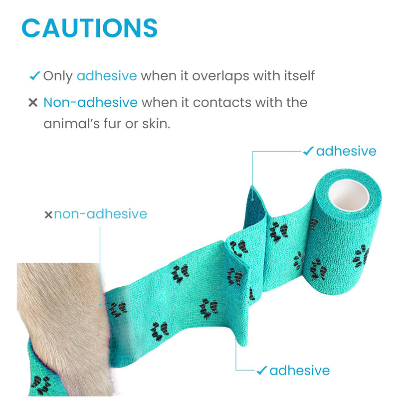 WePet Pet Wrap, Self-Adhesive, Only Sticks to Itself, Non-Woven Tape for Dog Legs, Paws, Wounds, First Aid Cohesive Gauze for Horse, Cat, Bird, Animal, 6 Rolls, 2 Inch, Pawprints A 2 inch (Pack of 6) Pawprints A, 2 of Each Color - BeesActive Australia