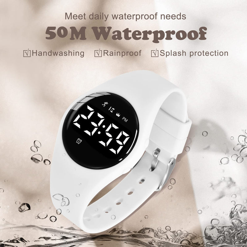 BEN NEVIS Kids Watch, Digital Watch for Boys Girls, Sport Watch with Fitness Tracker, Alarm Clock, Stopwatch, No App and Waterproof, Watch for Kids Ages 5-12 34-White-F