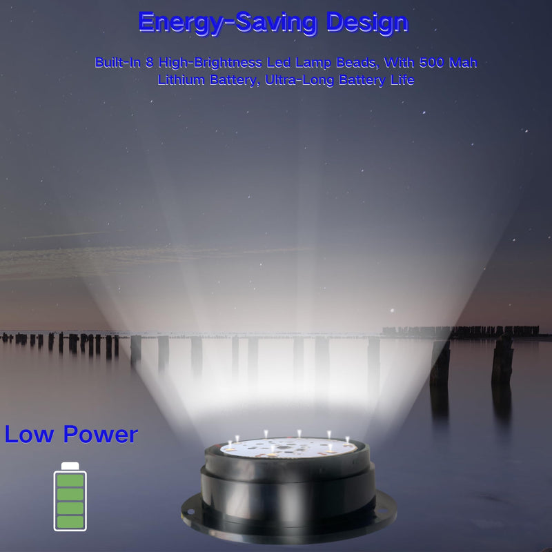 Cloud Fire LED Anchor Light for Boat Yacht, Magnetic Solar Powered Navigation Lamp, IP65 Waterproof & Dustproof, Strobe Warning Light, PC Material,4 Modes (Flashing, Strobe, Steady,Rotation), White White light