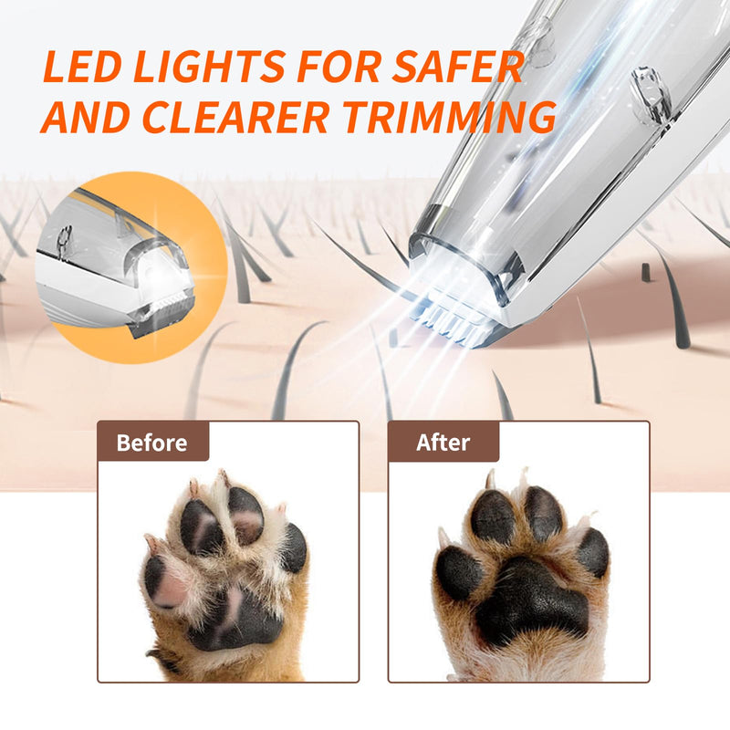 SmartTail Dog Paw Clippers, Corldless Paw Trimmer for Grooming with Vacuum Suction,Dog Clippers for Face, Eyes, Ears and Paws with Hair Storage Bin,LED Light,2-Speed Rechargeable Pet Shaver Clippers - BeesActive Australia
