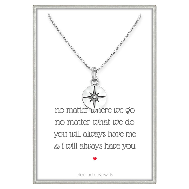 Tiny Sterling Silver North Star Compass Necklace for Women, Best Friend Gift Necklace, No Matter Where We Go, Graduation Gift for Friends, Graduation 2026 Gift - BeesActive Australia