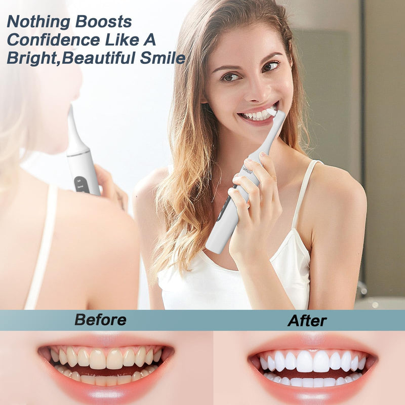 Tooth Polisher,Rechargeable Tooth Whitening Kit for Teeth Cleaning and Whitening, with 8 Brush Heads, LED Light, 5 Speed Modes Dental Polisher Personal Dental Care Kit for Home Use and Travel White