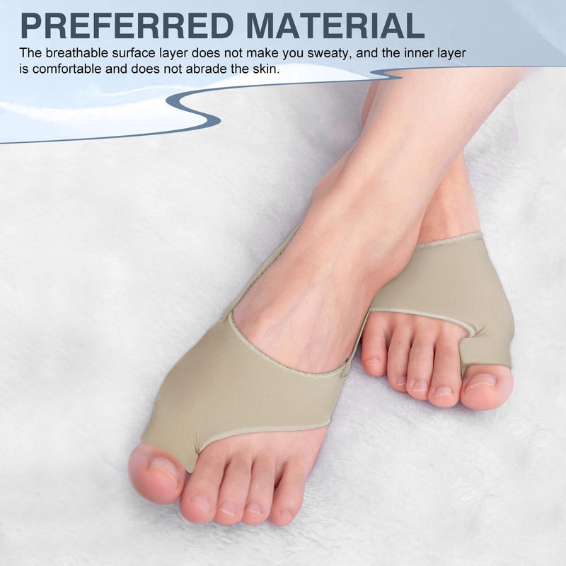 KTSAY 2PCS Bunion Corrector for Women & Men, Big Toe Straightener with Splint & Pads, Comfortable & Breathable for Day/Night Support, Hallux Valgus Pain Relief Non-Slip Socks (1, Beige) 1 - BeesActive Australia