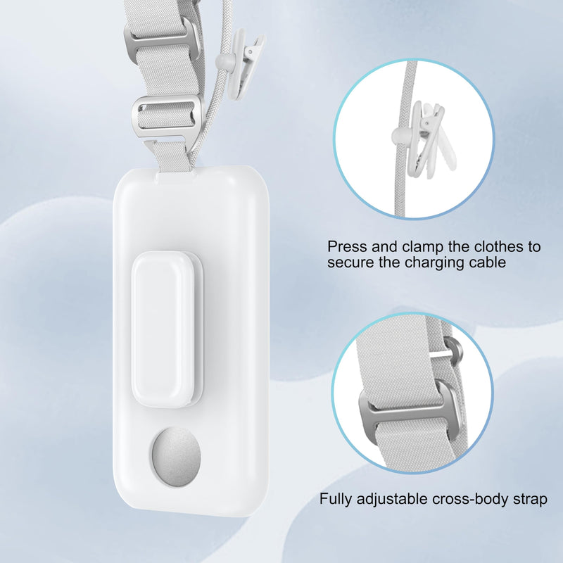 Battery Holder for Apple Vision Pro,Portable Vision Pro Battery Case with 360° Rotatable Belt Clip and Cross-Body Strap. (White) White - BeesActive Australia