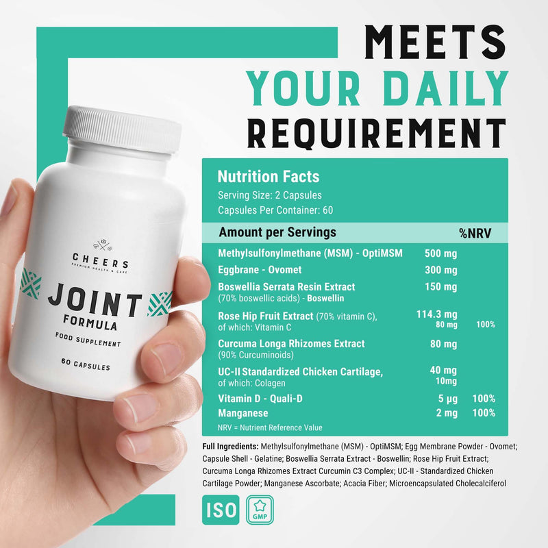 CHEERS - Joint Formula, 60 Capsules, Joint Support Supplement for Adults, Joint Health Supplement with Vitamin C, D and Manganese, Bone and Joint Supplement