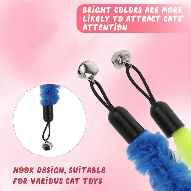 Vin Beauty 12 Pcs Cat Worm Toy Refills Cat Toys Wand Replacement Cat Wand Refills Worm Teaser with Bells Cat Wand Attachments Worm Toy Cat Accessories for Bored Indoor Cats Kitten - BeesActive Australia