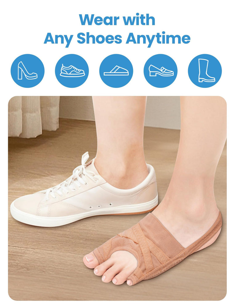Bunion Corrector for Women & Men, Breathable Toe Straightener for the Thumb and Little Toe, Comfortable & Adjustable for Day/Night Use, Bunion Relief Splint(1 Pair) Beige Small - BeesActive Australia