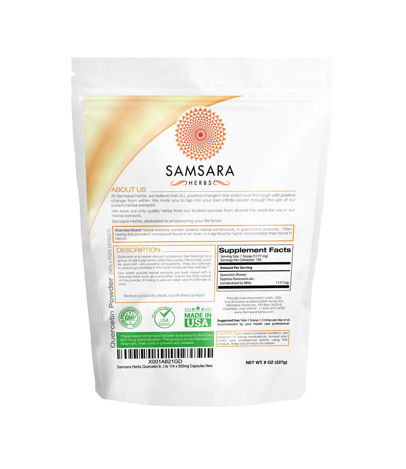 Samsara Herbs Quercetin - 98%+ Pure Extract Powder (8oz/226g) 8 Ounce (Pack of 1)